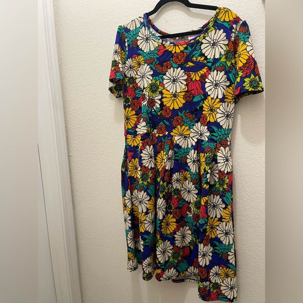 LuLaRoe Multicolor Floral Short Sleeve Mini Dress